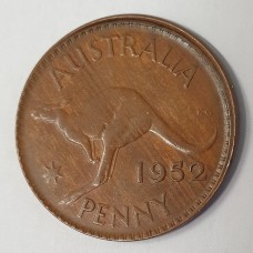 AUSTRALIA 1952 . ONE 1 PENNY . ERROR . OFF CENTRE MIS-STRIKE